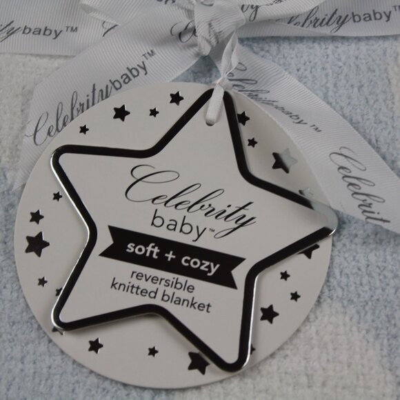 Little Celebrity Blue White Polka Dot Baby Blanket Soft Infant Boys NWT RARE - Picture 2 of 5